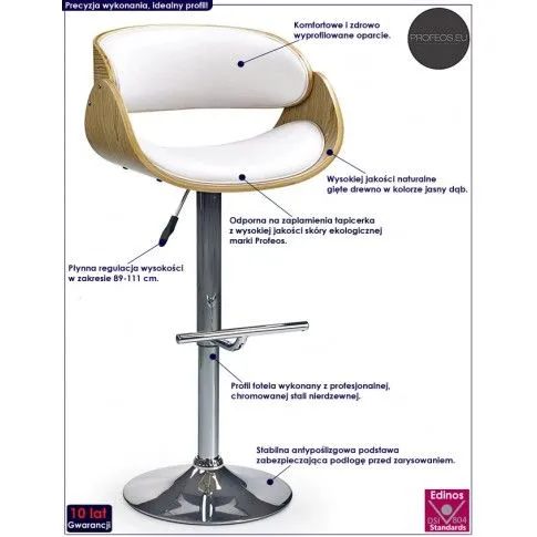 Fotografia Hoker obrotowy z oparciem Richard - biały z kategorii Hokery