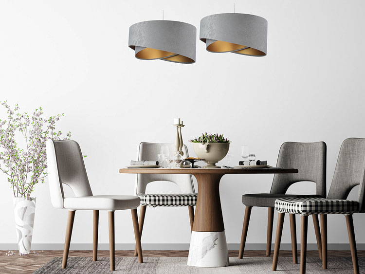 Welurowa lampa wisząca z asymetrycznym abażurem EX974-Duso