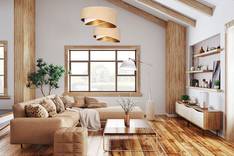 Welurowa lampa wisząca z asymetrycznym abażurem EX983-Kenex