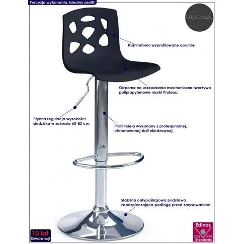 Fotografia Hoker barowy z oparciem Zenu - czarny z kategorii Hokery