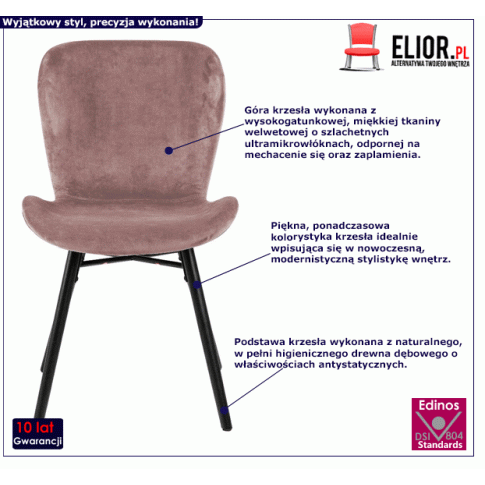 Welurowe krzesło Esso różowe