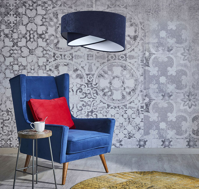 Welurowa lampa wisząca z asymetrycznym abażurem EX985-Tirego