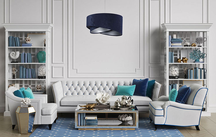 Welurowa lampa wisząca z asymetrycznym abażurem EX985-Tirego