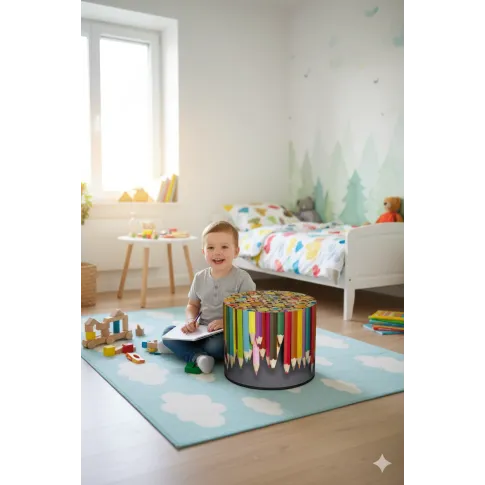 Okrągła kolorowa pufa dziecięca 8 wzorów   Carlo