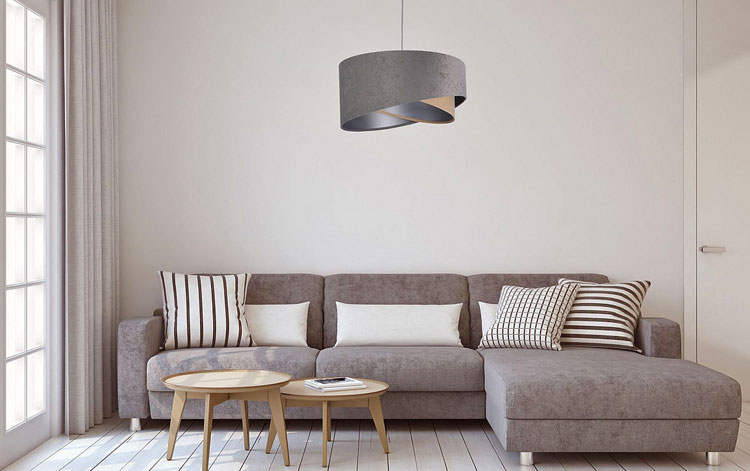 Welurowa lampa wisząca z asymetrycznym abażurem EX987-Sefrus