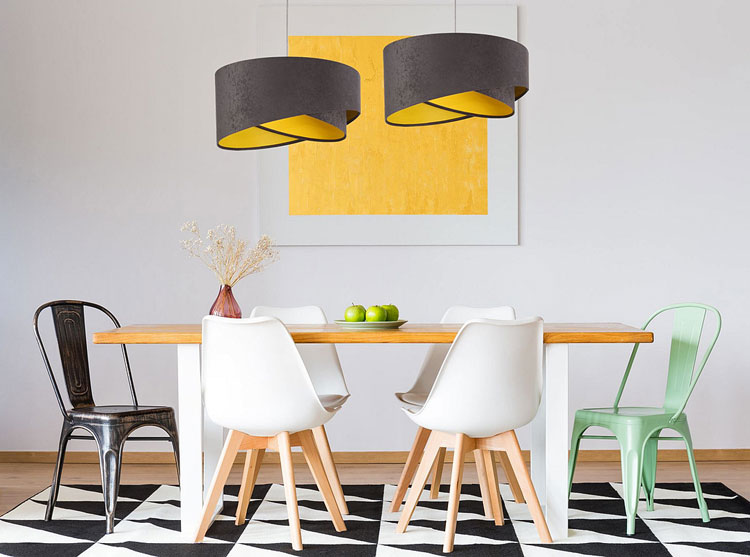 Welurowa lampa wisząca z asymetrycznym abażurem EX991-Roma