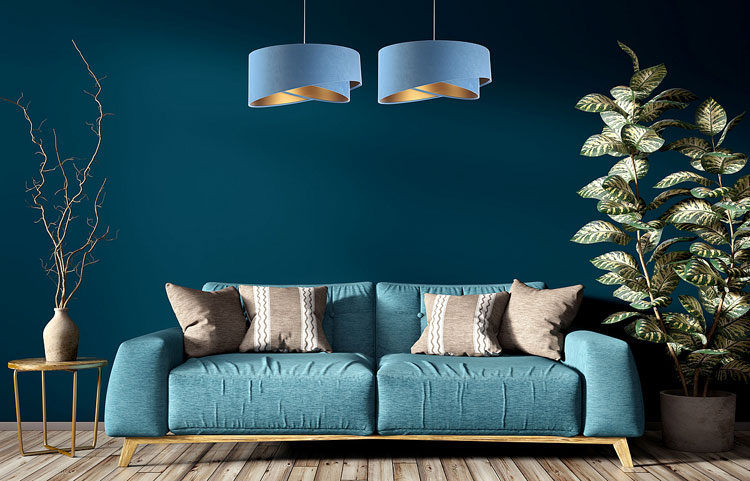 Welurowa lampa wisząca z asymetrycznym abażurem EX996-Gardi