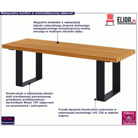 Ławka ogrodowa Erika z siedziskiem odcieniu dąb 2X