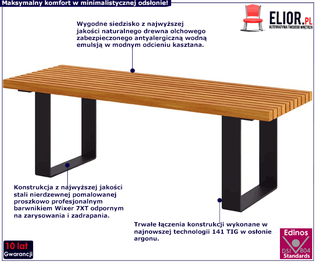 Ławka parkowa Austis 2X z siedziskiem w kolorze kasztana