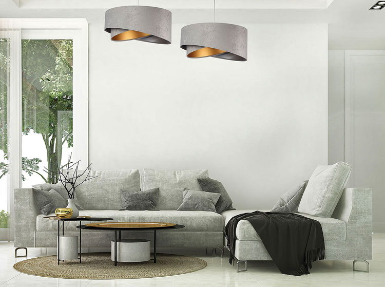 Nowoczesna asymetryczna lampa wisząca z welurowym abażurem U235-Nala