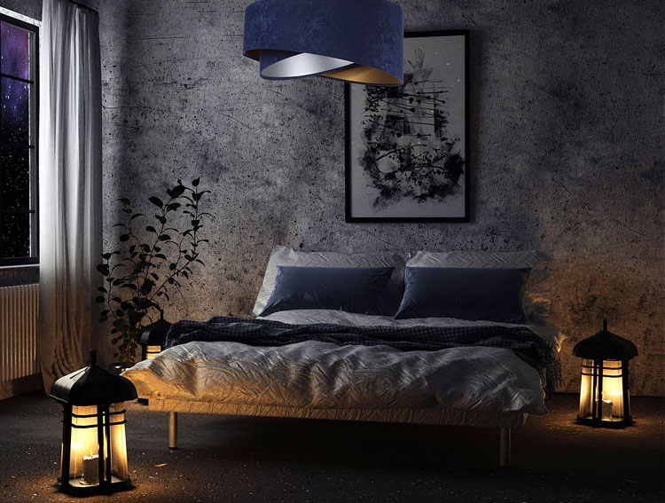 Nowoczesna asymetryczna lampa wisząca z welurowym abażurem U235-Nala