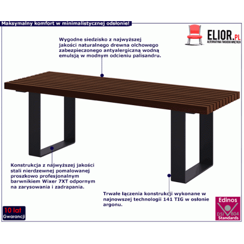 Ławka ogrodowa Erika z siedziskiem odcieniu palisander 3X