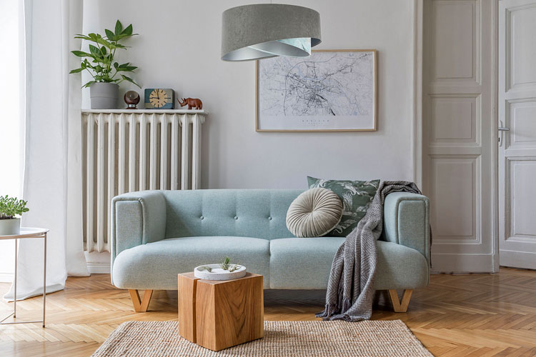 Nowoczesna asymetryczna lampa wisząca z welurowym abażurem EXX06-Fabiola