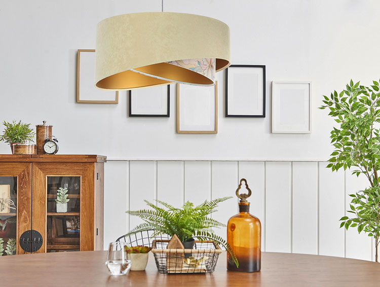 Nowoczesna asymetryczna lampa wisząca z welurowym abażurem EXX07-Tekna