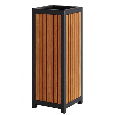 Nowoczesny kosz parkowy w wybarwieniu kasztan Lins
