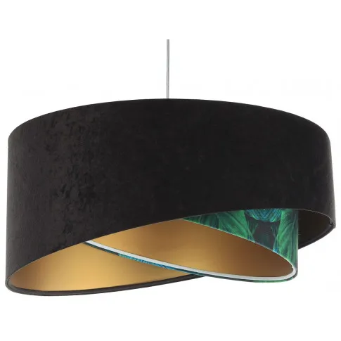Czarna welurowa lampa wisząca EXX11-Gelva z zielonym wzorem