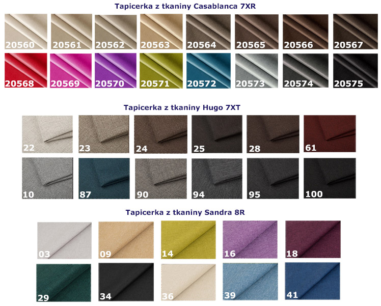 Wybór kolorów tapicerki siedziska skrzyni Alva 2X