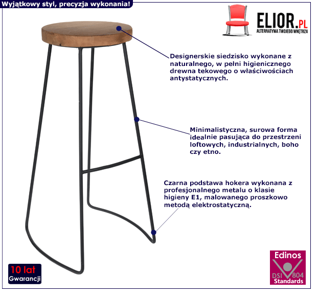 Loftowy hoker Engin - drewniany