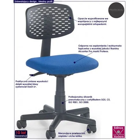 Fotografia Wentylowany fotel obrotowy Cubot - niebieski z kategorii Siedziska dla dzieci i młodzieży