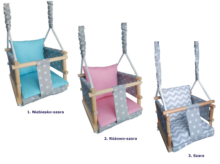 Drewniana dziecięca huśtawka Lena 3w1 z drewna sosnowego