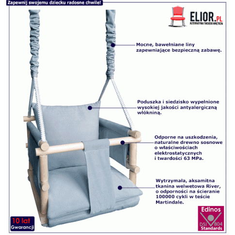 Drewniana huśtawka dla dzieci Zelma