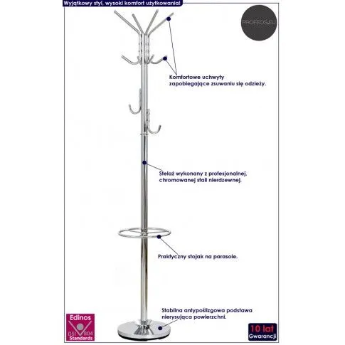 Fotografia Stojący wieszak na ubrania Inderio 8X z kategorii Meble na ubrania