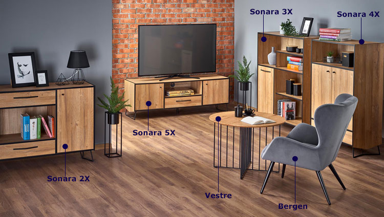 Komplet industrialnych mebli Sonara