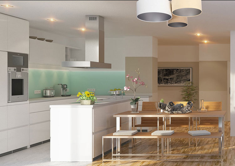 Trójkolorowy okrągły plafon EXX35-Olpi z trzema welurowymi abażurami