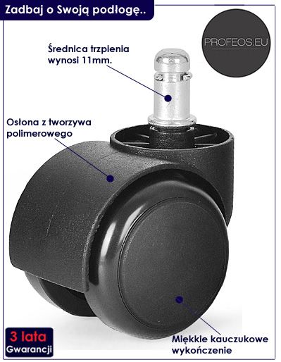 Kauczukowe kółka do fotela obrotowego 5 sztuk