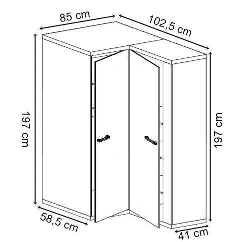 Wymiary szafy naroznej Karla