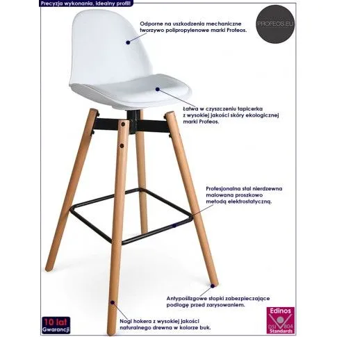 Fotografia Skandynawski hoker drewniany Gido - biały z kategorii Hokery