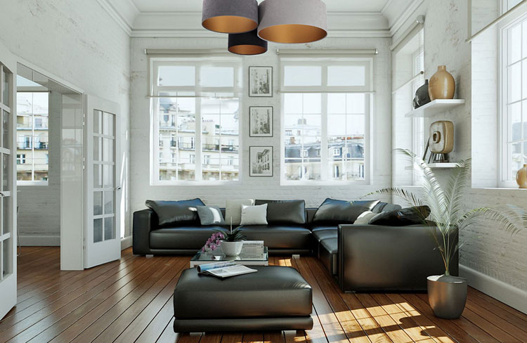 Trójkolorowy plafon EXX44-Myron z okrągłymi welurowymi abażurami