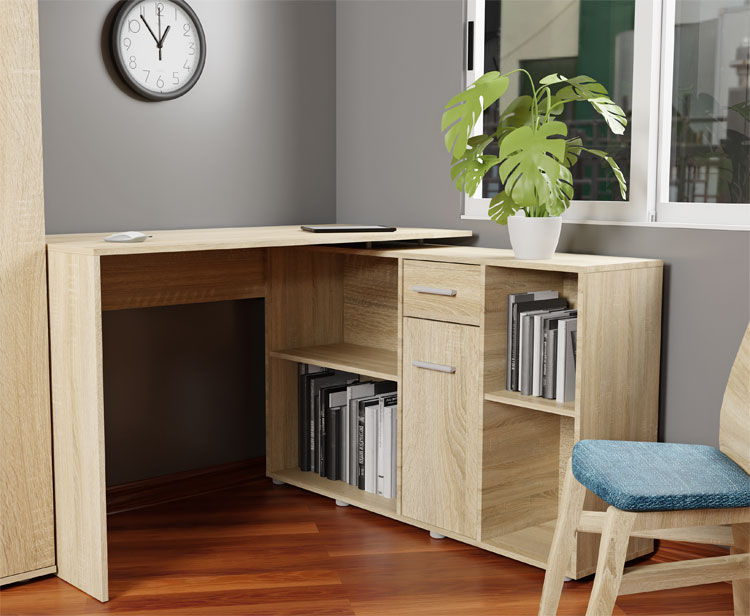 Nowoczesne biurko modułowe Malwo z półkami