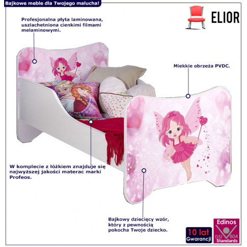 Infografika różowego łóżka dziecięcego delis