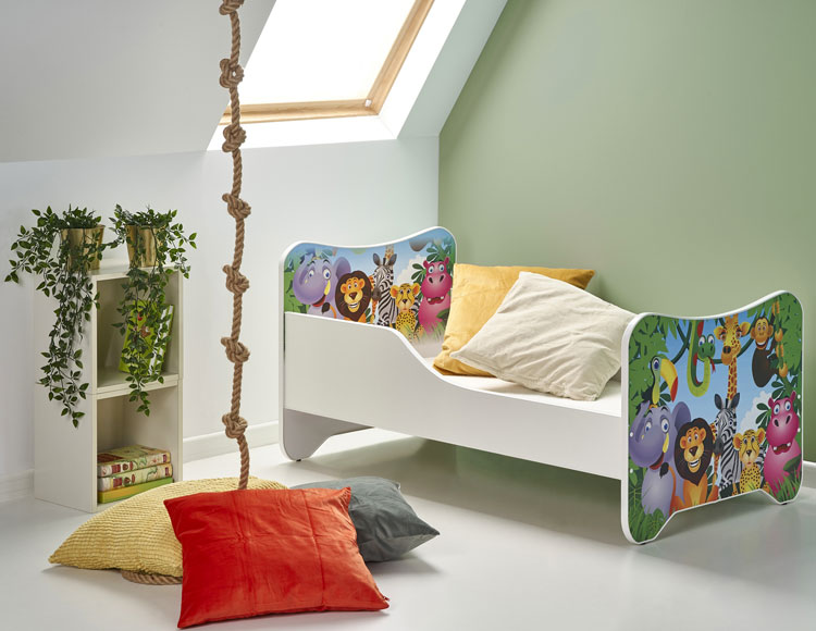 Pokój dziecięcy z zastosowaniem pojedynczego łóżka dla dziecka Junglis