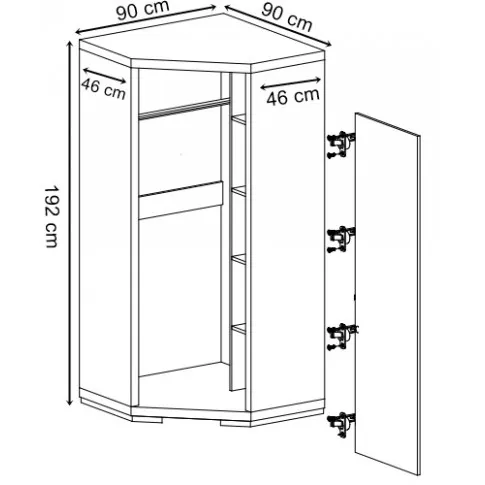 Wymiary szafy narożnej Karen 2X