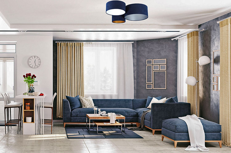 Nowoczesna potrójna plafonaida EXX51-Morix z welurowymi abażurami