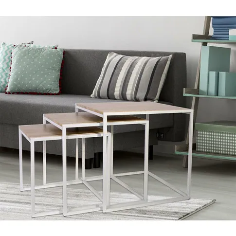 Modny zestaw 3 stolików Amalio białe