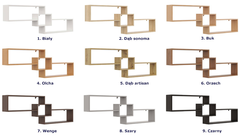 Kolory półki wiszącej na książki Froslin
