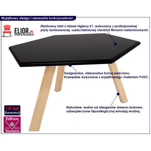 Fotografia Stolik kawowy sześciokąt Ecruz - czarny z kategorii Ławy i stoliki