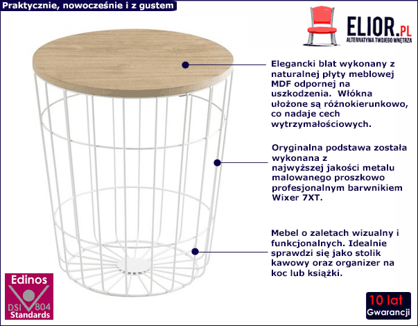 Druciany stolik kawowy w stylu loft Lamoro 4X