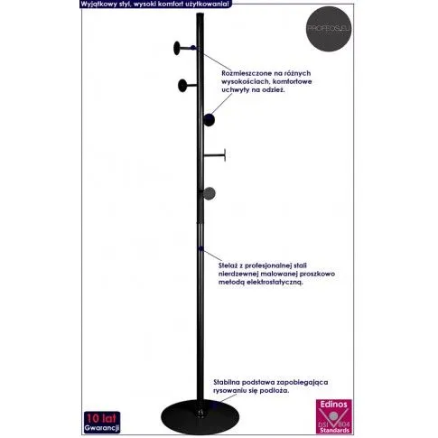 Fotografia Podłogowy wieszak stojący Uzet 7X - czarny z kategorii Meble na ubrania