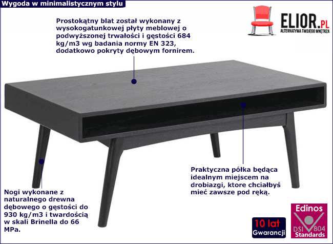 Czarna ława do salonu Marlus 3X