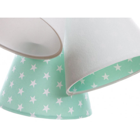 Trzy biało-zielone abażury w gwiazdki lampy EXX73-Leticia