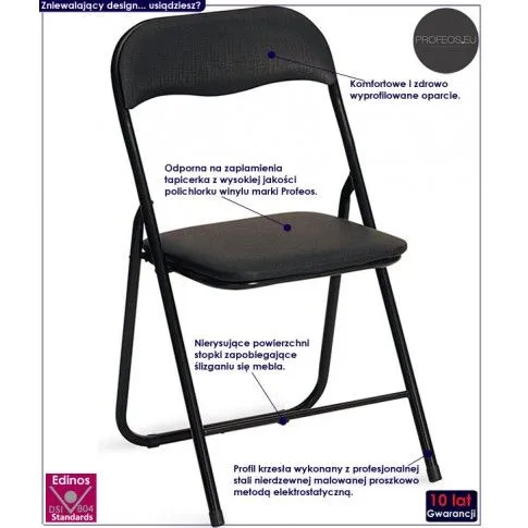 Fotografia Składane krzesło konferencyjne Arman - czarne z kategorii Krzesła metalowe
