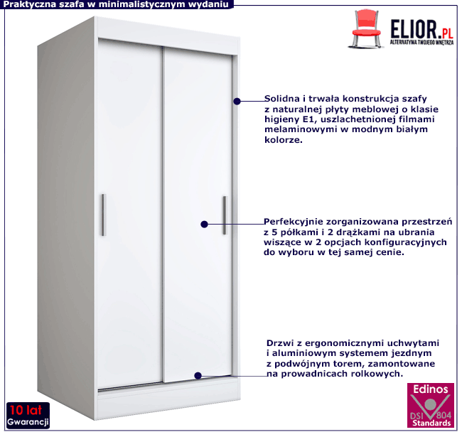 Szafa przesuwna w kolorze białym Erco 2X