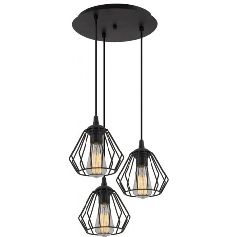 Czarna potrójna lampa wisząca druciana EXX95-Dema w stylu loftowym