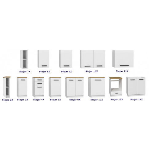 Kolekcja białych szafek kuchennych Stejar