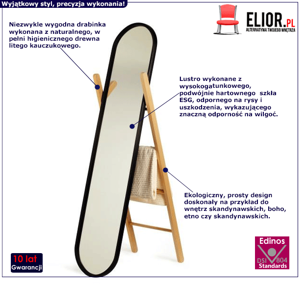 Drewniane lustro Andis - stojące