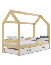 Sosnowe łóżko domek do pokoju dziecięcego 80x160 - Bambino w sklepie Edinos.pl